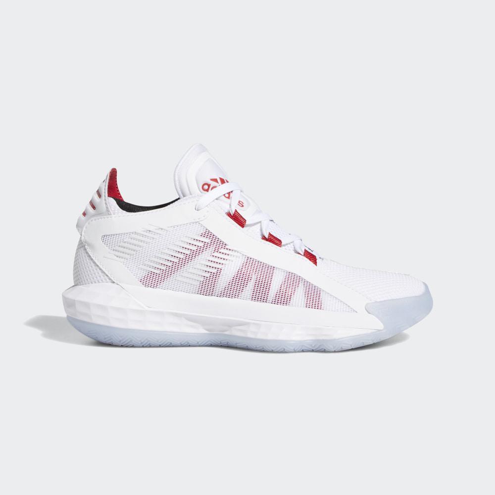 Adidas Boys' Dame 6 Basketball Shoes White/Deep Red/Black Ireland EF9856